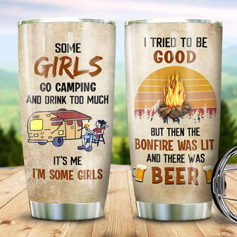 Custom Camping Girl Tumbler - Thegiftio UK