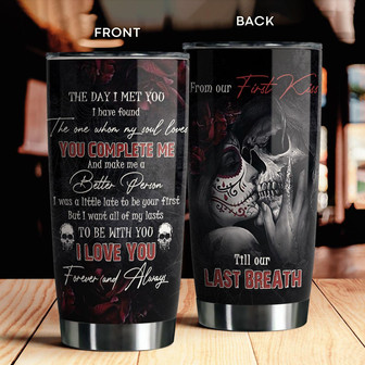 Custom Skull Couple Tumbler - Thegiftio UK