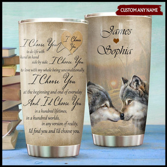 Custom Wolf Couple Tumbler - Thegiftio UK