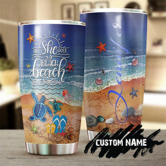 Turtle Beach Lover Personalized Tumblerturtle Presentunique Tumblerbirthday Christmas Gift For Turtle Lover - Thegiftio UK