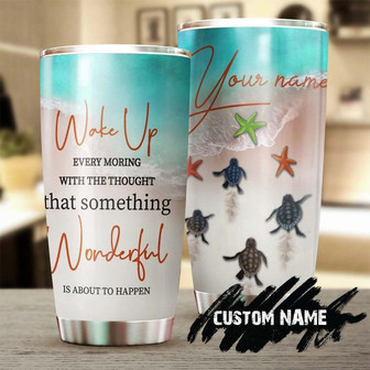 Turtle Beach Something Wonderful Happen Personalized Tumblerturtle Presentunique Tumblerbirthday Gift Christmas Gift For Turtle Lover - Thegiftio UK