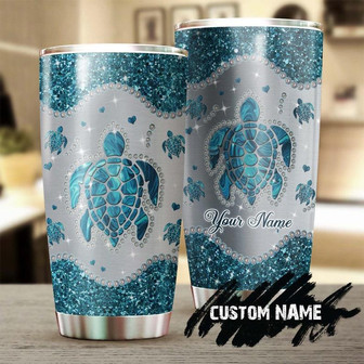 Turtle Blue Glitter Jewelry Style Personalized Tumblerturtle Presentunique Tumblerbirthday Christmas Gift For Turtle Lover - Thegiftio UK