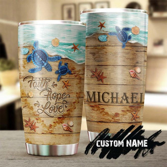 Turtle Faith Hope Love Starfish Personalized Tumblerunique Tumblerbirthday Christmas Gift For Turtle Lover - Thegiftio UK