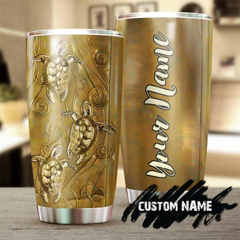 Turtle Gold Style Personalized Tumblerturtle Presentunique Tumblerbirthday Christmas Gift For Turtle Lover - Thegiftio UK