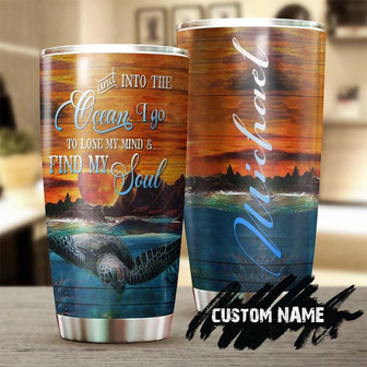 Turtle Into The Ocean Lose My Mind Find My Soul Personalized Tumblerturtle Presentunique Tumblerbirthday Christmas Gift For Turtle Lover - Thegiftio UK