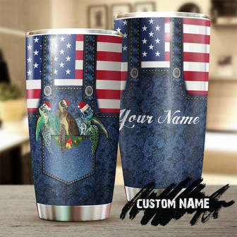 Turtle Pocket American Christmas Fancy Personalized Tumblerturtle Presentunique Tumblerbirthday Christmas Gift For Turtle Lover - Thegiftio UK