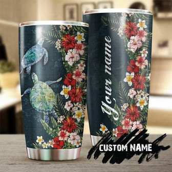 Turtle Puzzle Floral Flower Personalized Tumblerturtle Presentunique Tumblerbirthday Christmas Gift For Turtle Lover - Thegiftio UK