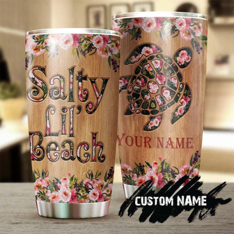 Turtle Salty Lil Beach Wood Floral Style Personalized Tumblerunique Tumblerbirthday Christmas Gift For Turtle Lover - Thegiftio UK