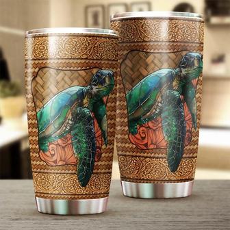 Turtle Vintage Rattan Style Tumbler Turtle Present Unique Birthday Gift Christmas Gift For Turtle Lover For Daughter - Thegiftio UK
