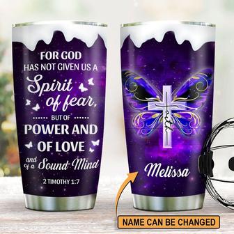 Unique Personalized Butterfly And Cross Stainless Steel Tumbler Believe In God - Thegiftio UK