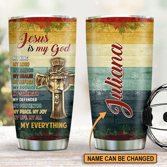 Unique Personalized Cross Stainless Steel Tumbler God Is My Savior - Thegiftio UK