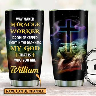 Unique Personalized Lion And Cross Stainless Steel Tumbler My God That Is Who You Are - Thegiftio UK