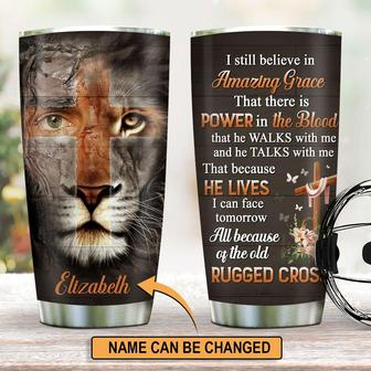 Unique Personalized Lion Stainless Steel Tumbler There Is Power In The Blood - Thegiftio UK
