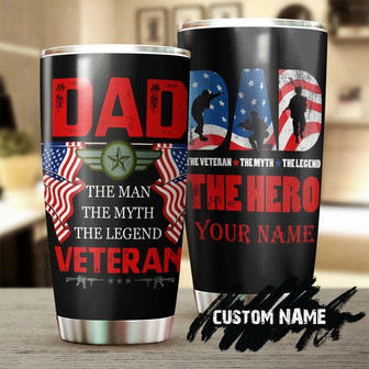 Veteran Dad The Myth The Man The Legend Tumblerbirthday Gift Christmas Gift Father'S Day Gift For Dad From Son From Daughter - Thegiftio UK