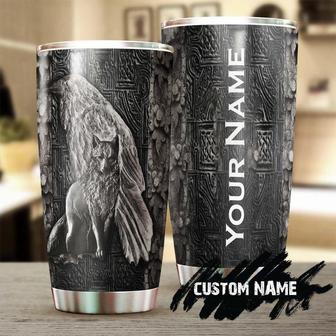 Viking Wolf Metal Texture Silver Style Personalized Tumbler Wolf Lover Tumbler Birthday Gift Gift For Him For Your Man Unique Present - Thegiftio UK