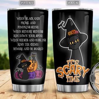 When Black Cats Prowl And Pumpkins Shine Boo Ghost Scary Pumpkin Trick Or Treat Halloween Stainless Steel Tumbler - Thegiftio UK