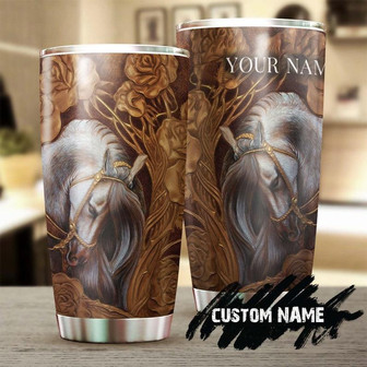 White Royal Horse Sorrow Woody Bronze Rose Style Personalized Tumblergift For Horse Lover Horse Ridergift For Her Gift For Him - Thegiftio UK