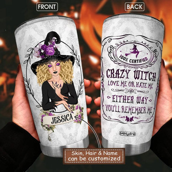 Wit Crazy Witch Customized Stainless Steel Tumbler - Thegiftio UK