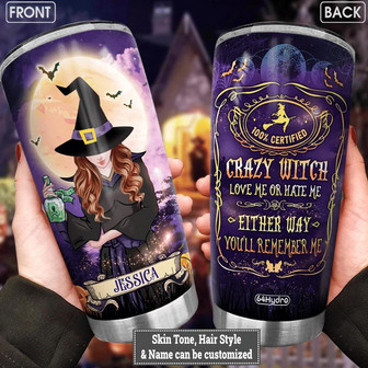 Wit Crazy Witch Customized Stainless Steel Tumbler - Thegiftio UK