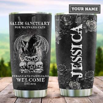 Witch Black Cat Skull Personalized Stainless Steel Tumbler - Thegiftio UK