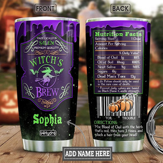 Witch Brew Wit Personalized Stainless Steel Tumbler - Thegiftio UK