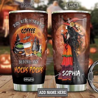 Witch Needs Coffee Personalized Cof Stainless Steel Tumbler - Thegiftio UK