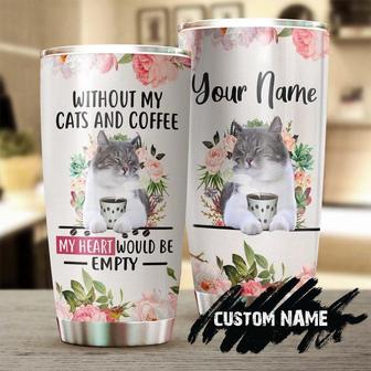Without My Cats And Coffee My Heart Would Be Empty Personalized Tumblercat Tumbler Gift For Cat Mom Gift For Cat Lovermother'S Day Gift - Thegiftio UK