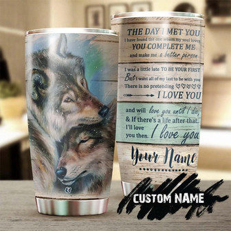 Wolf Couple I Love You Personalized Tumbler Wolf Lover Tumbler Birthday Gift Gift For Her For Him Unique Present - Thegiftio UK