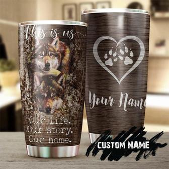 Wolf Couple Our Life Our Story Our Home Personalized Tumbler Wolf Lover Tumbler Birthday Gift Gift For Her For Him Unique Present - Thegiftio UK
