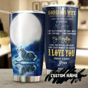 Wolf Couple To My Wife My Everything Personalized Tumbler Wolf Lover Tumbler Birthday Gift Gift For Her Gift For Wife Unique Present - Thegiftio UK