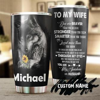 Wolf Couples To My Wife Personalized Tumbler Wolf Lover Tumbler Birthday Gift Gift For Her Gift For Wife Unique Present - Thegiftio UK
