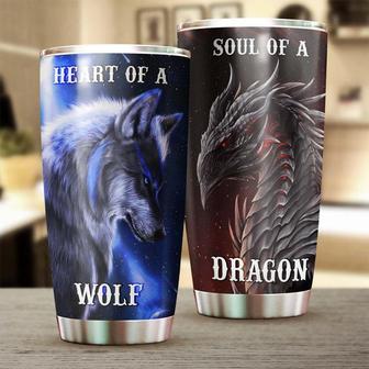 Wolf Heart Soul Steel Tumbler Wolf Lover Tumbler Birthday Gift Gift For Her For Him Unique Present Father'S Day Gift - Thegiftio UK