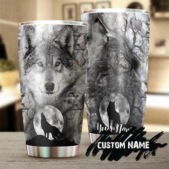 Wolf Howling Up The Moon Personalized Stainless Steel Tumbler Wolf Lover Tumbler Birthday Gift Gift For Her For Him Unique Present - Thegiftio UK