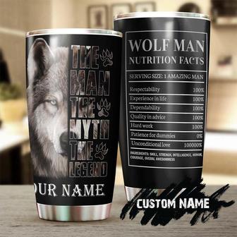 Wolf The Man The Myth Thelegend Personalized Tumbler Wolf Lover Tumbler Birthday Gift Gift For Him For Your Man Unique Present - Thegiftio UK