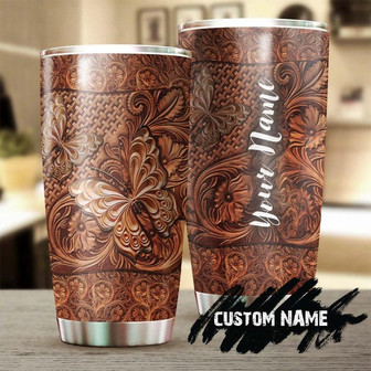 Wooden Texture Butterfly Personalized Tumblerbirthday Gift Christmas Gift For Butterfly Lover For Her - Thegiftio UK