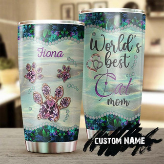 World Best Cat Mom Cat Pawjewelry Style Personalized Tumbler Cat Gift Cat Tumbler Gift For Cat Mom Gift For Cat Lovercat Day Gift - Thegiftio UK