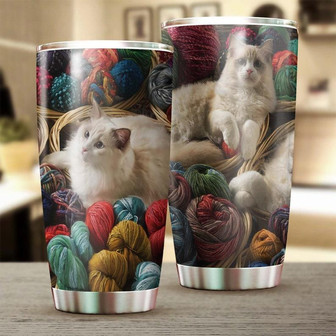 Yarn And Cat Tumbler British Longhair Cat Gift Cat Tumbler Gift For Cat Mom Cat Dad Gift For Cat Lovercat Day Giftknitting Lover Gift - Thegiftio UK
