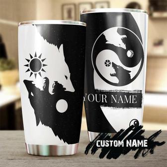 Yinyang Wolf Black White Personalized Tumbler Wolf Lover Tumbler Birthday Gift Gift For Her For Him Unique Present - Thegiftio UK