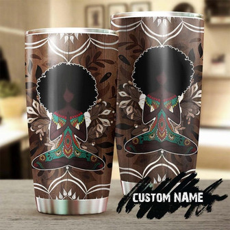 Yoga Black Women Mandala Meditation Personalized Steel Tumbler Yoga Tumbler Birthday Gift Gift For Women Yogi Gift Yogini Present - Thegiftio UK