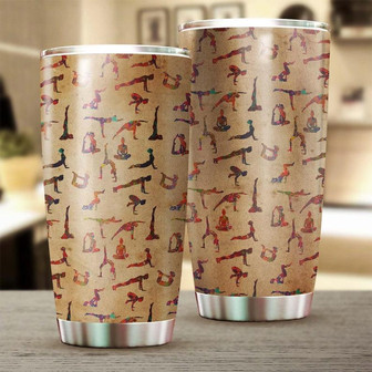Custom Gift For Women Yoga Poses Pattern Personalized Stainless Steel 20oz Tumbler Yoga Tumbler Birthday Gift Yogi Gift Yogini Present - Thegiftio UK