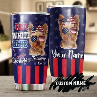 Yorkshire American Flag America Personalized Yorkshire Tumbler Gift For Yorkie Mom Yorkie Dad Gift For Yorkshire Loveryorkshire Tumbler - Thegiftio UK