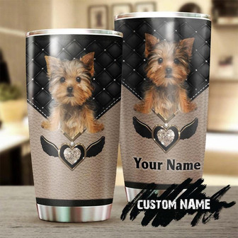 Yorkshire Diamond Leather Style Personalized Yorkshire Tumbler Mother'S Day Gift For Yorkie Mom Gift For Yorkie Loveryorkie Tumbler - Thegiftio UK