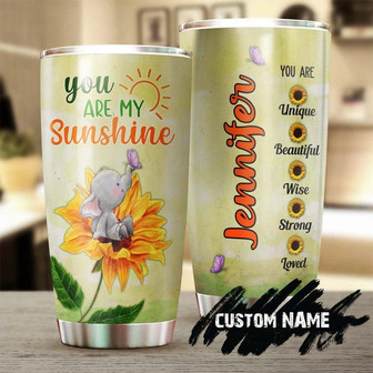 You Are My Sunshine Cute Little Elephant Steel Tumbler Sunflower Tumbler Gift For Sunflower Lover Sunflower Presentgift For Her - Thegiftio UK