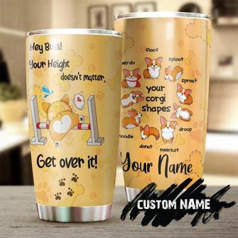 Custom Name Gift For Dog Dad Dog Mom, Your Height Doesn't Matter Corgi O'Clock Daily Routine Personalized Stainless Steel Tumbler 20oz Gift For Corgi Mom Corgi Dad - Thegiftio UK