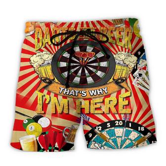 Beer That's Why I'm Here Darts Vintage Beach Short - Seseable