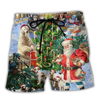 Christmas Animal Happiness With Drum Beach Short - Seseable