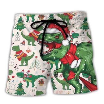 Christmas Dinosaurs Xmas Tree T-rex Merry Rexmas Beach Short - Seseable