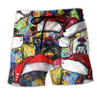 Christmas Dog Colorful Draw With Love Beach Short - Seseable