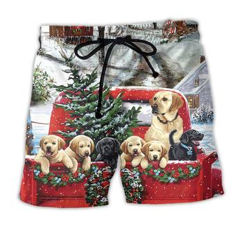 Christmas Dog Come Home In Truck Beach Short - Seseable