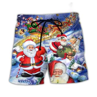 Christmas Funny Santa Claus Happy Xmas Is Coming Cute Beach Short - Seseable